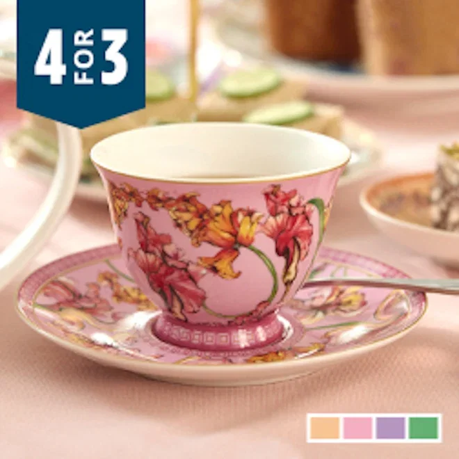 Maxwell & Williams Estelle Michaelides Mystique Tall Cups & Saucers, Set of 8