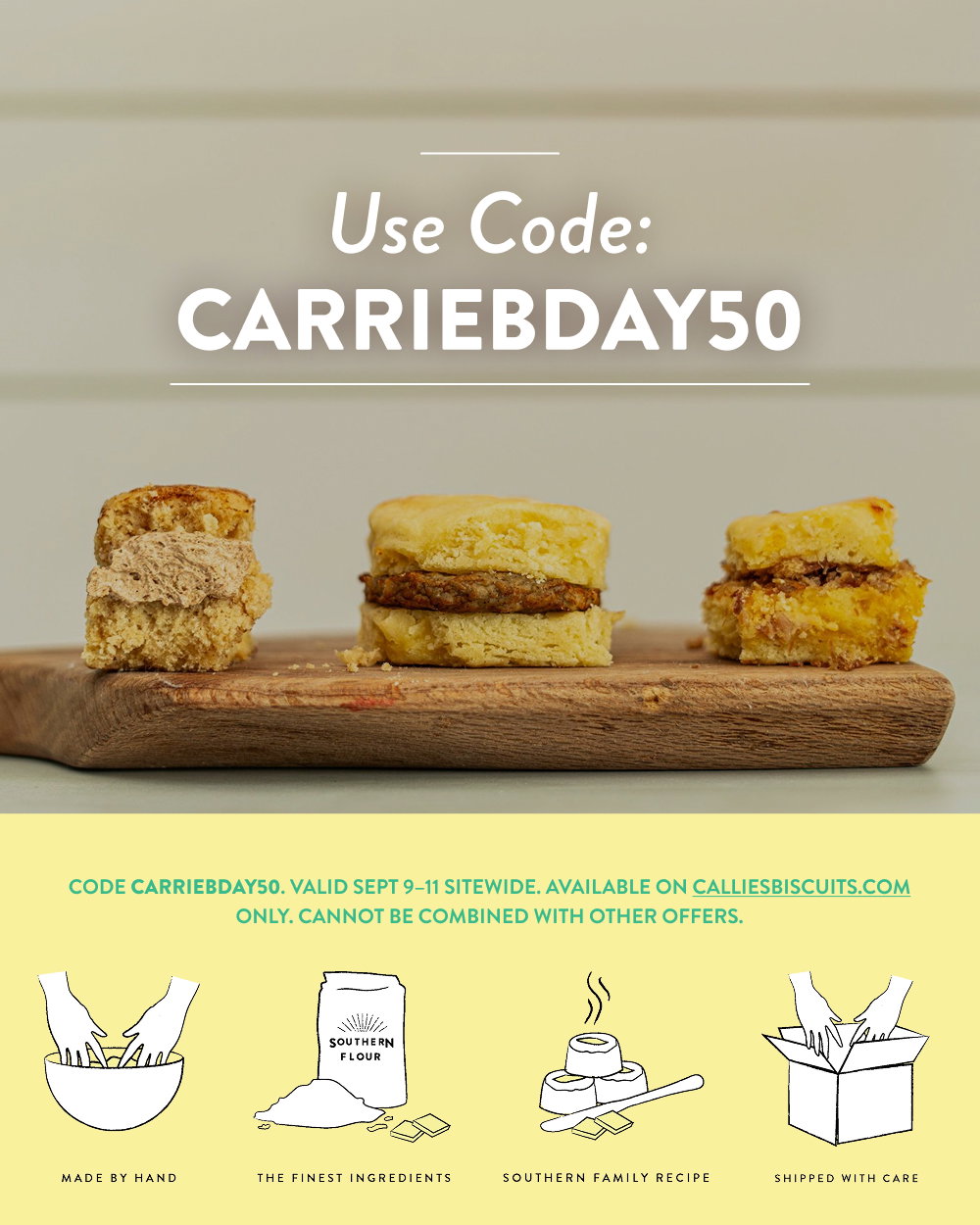 Use Code: CARRIEBDAY50