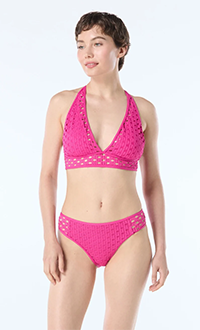 Carmen Marc Valvo Crochet Halter Bikini Top - Living Paradise