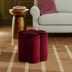 Flower Velvet Storage Footstool