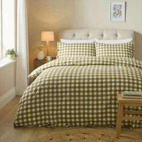 Gingham Polycotton Duvet Cover & Pillowcase Set