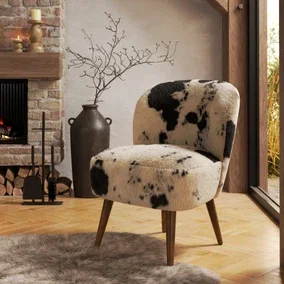 Elsie Cow Print Faux Fur Cocktail Chair