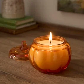 Autumn Pumpkin Shaped Glass Jar Candle