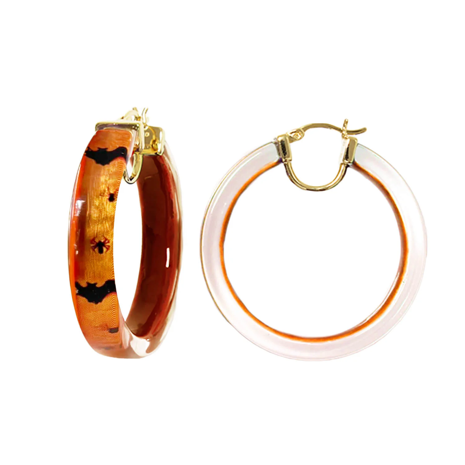 Image of Bats and Spiders Illusion Lucite Hoops