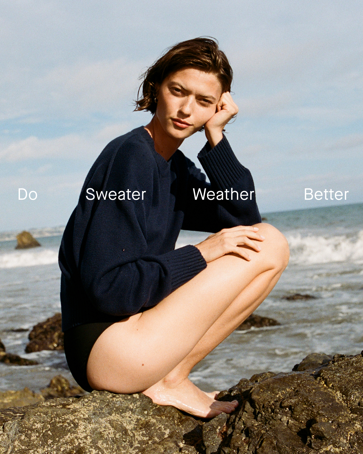 Editorial Image Do Sweater Weather Better | Model on Coast