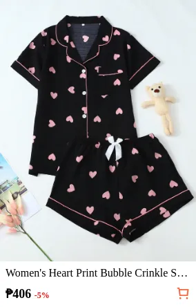Women s Heart Print Bubble Crinkle...