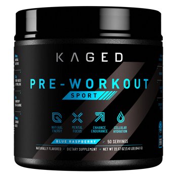 KAGED Pre-Workout Sport, Blue Raspberry, 50 Servings