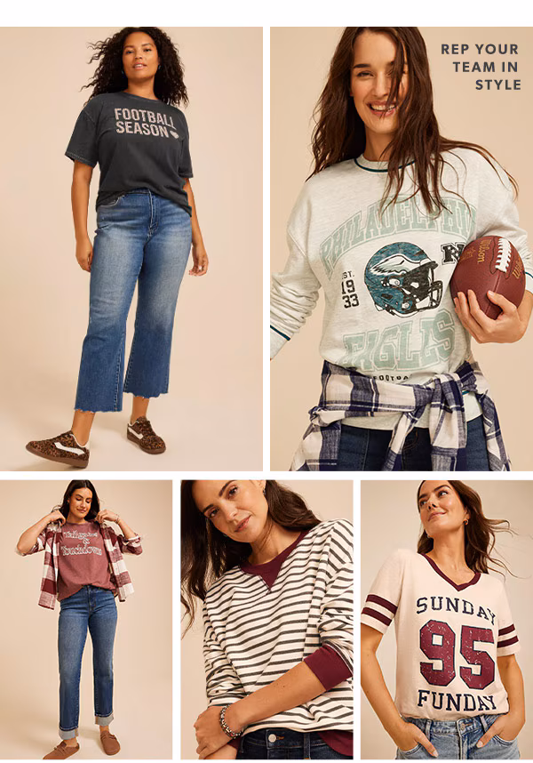 Rep your team in style. Models wearing maurices clothing.
