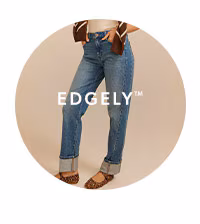 Edgely™. Model wearing maurices clothing.
