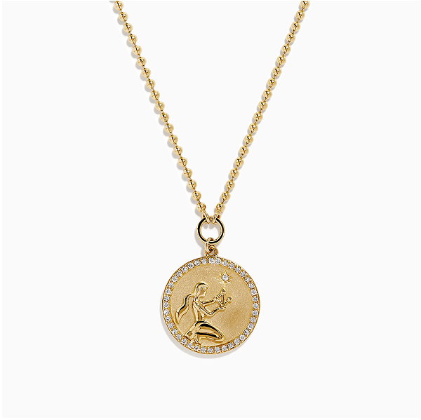 Zodiac 14K Yellow Gold and Diamond Virgo Necklace
