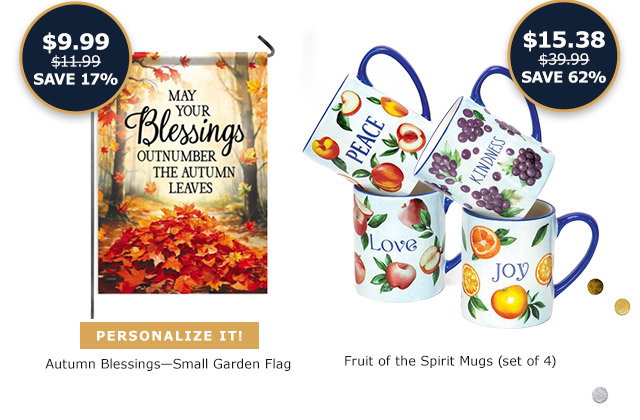 Autumn Blessings Small Garden Flag | Fruit of the Spirit Mugs Set of 4