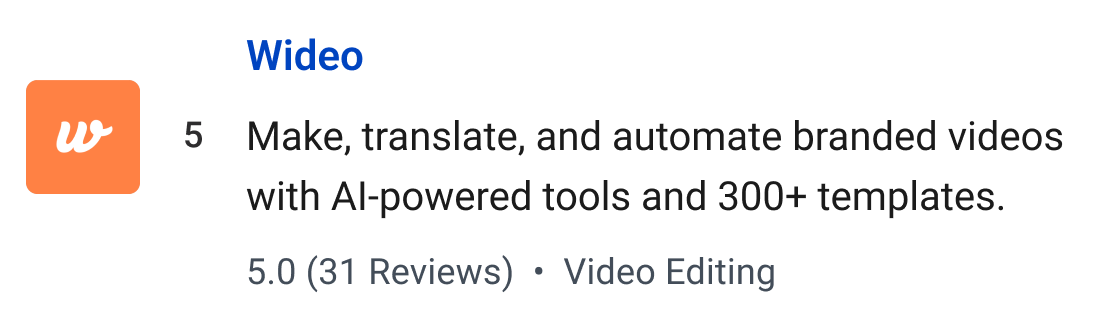 Wideo: Make, translate, and automate branded videos with AI-powered tools and 300+ templates.