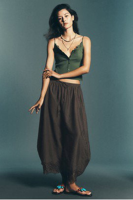 By Anthropologie Reverie Lace-Trim Tapered Pants