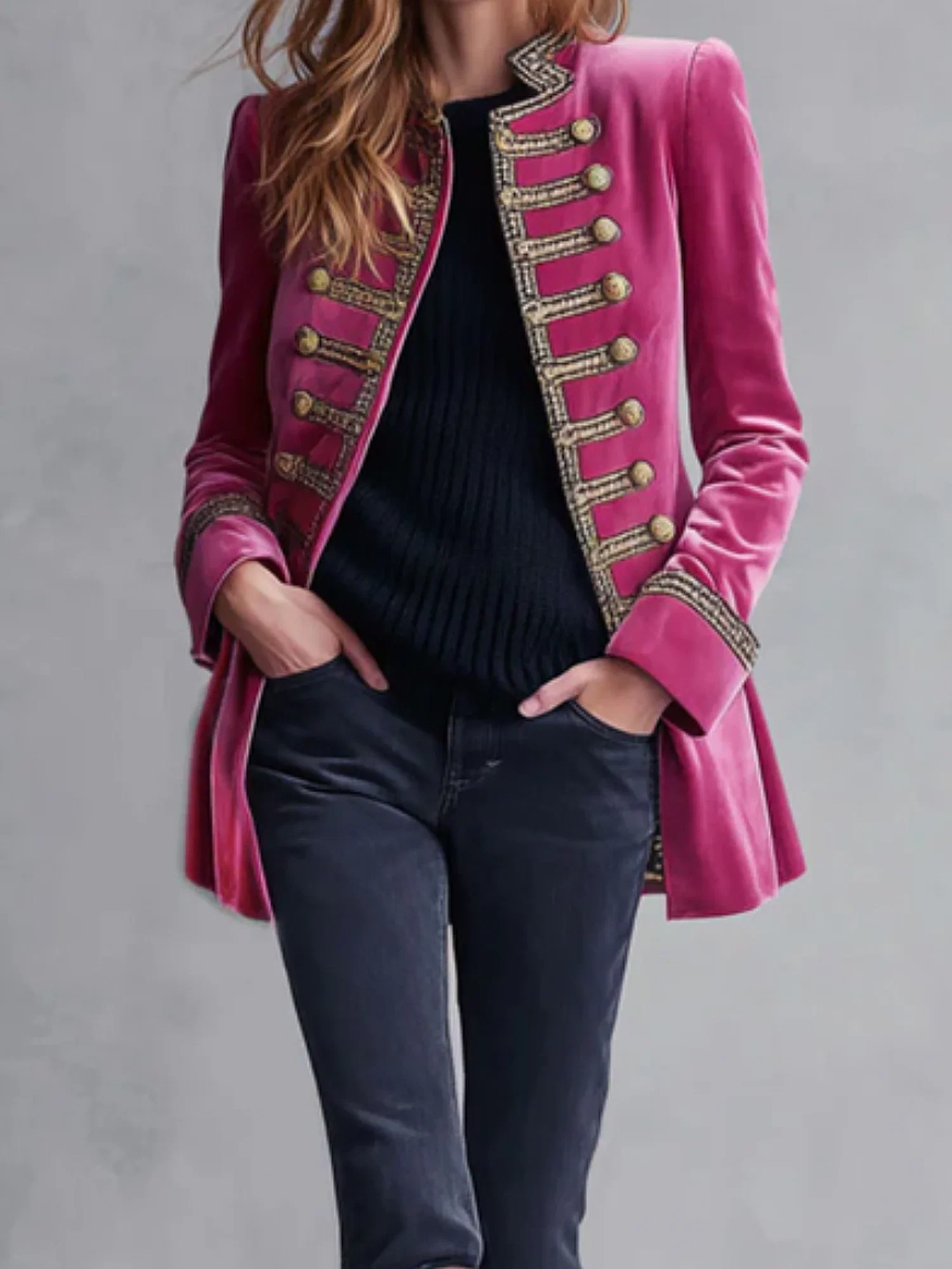 Micro-Elasticity Urban Color Block Stand Collar Jacket