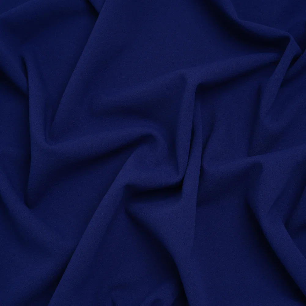 Image of Stretch Polyester Crepe Double Knit - Mazarine Blue - Designer Deadstock