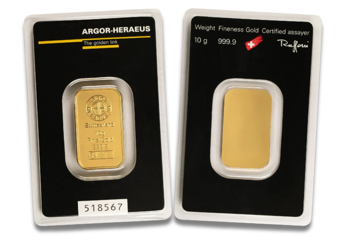 App-Only Deal: 10 Gram Argor Heraeus Gold Bar (New w/ Assay)