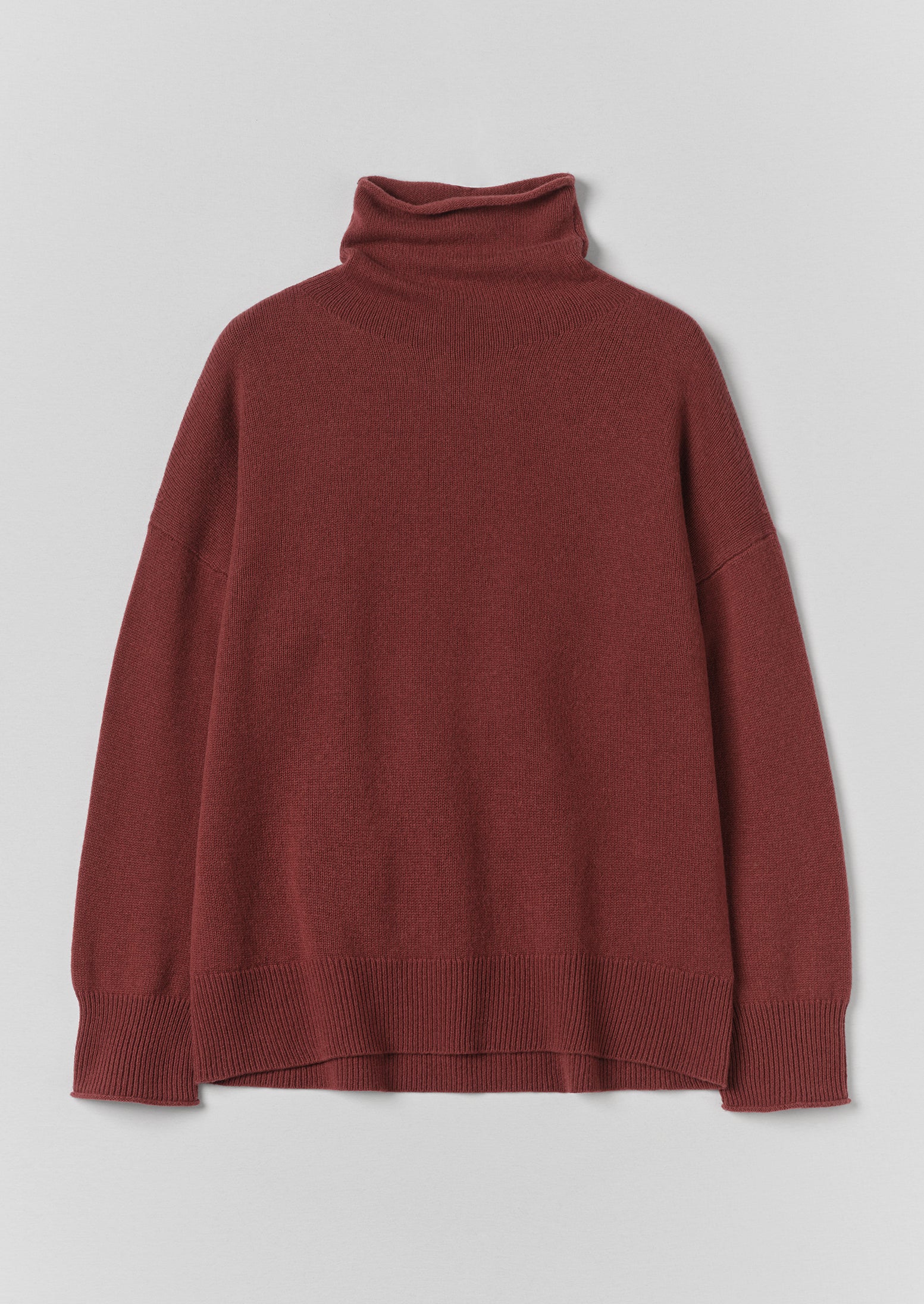 Image of Wool Cashmere Roll Neck Sweater | Bordeaux