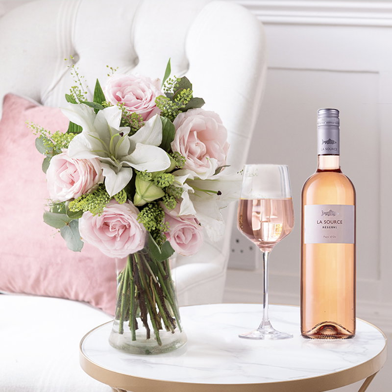 Image of Blush Pink Rose & Lily & La Source RosÃ© Wine