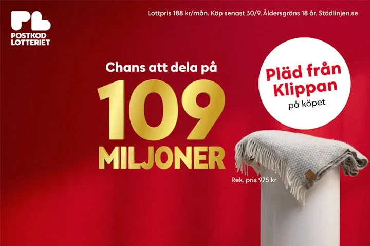 Köp din egen lott för 188 kr och få en pläd från Klippan på köpet