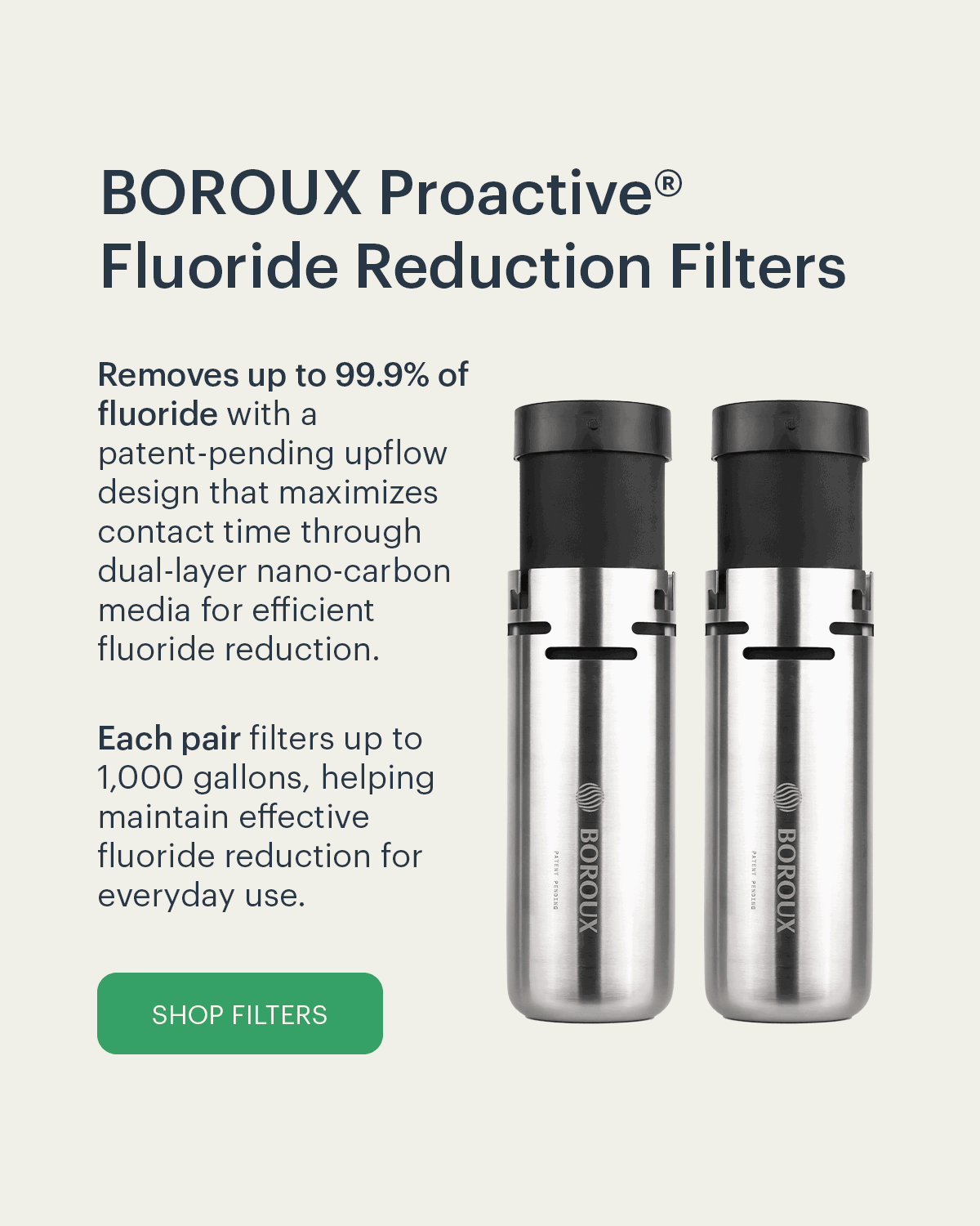 BOROUX Proactive® Fluoride Reduction Filters