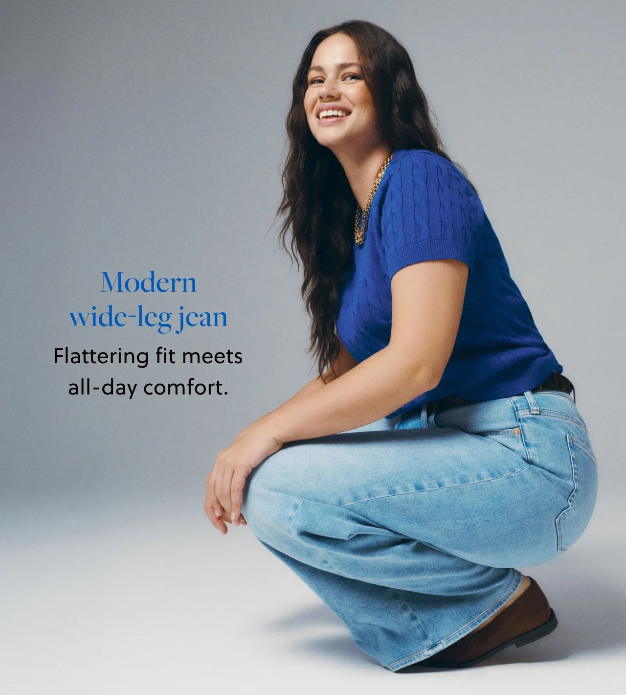 Modern wide-leg jean - Flattering fit meets all-day comfort.