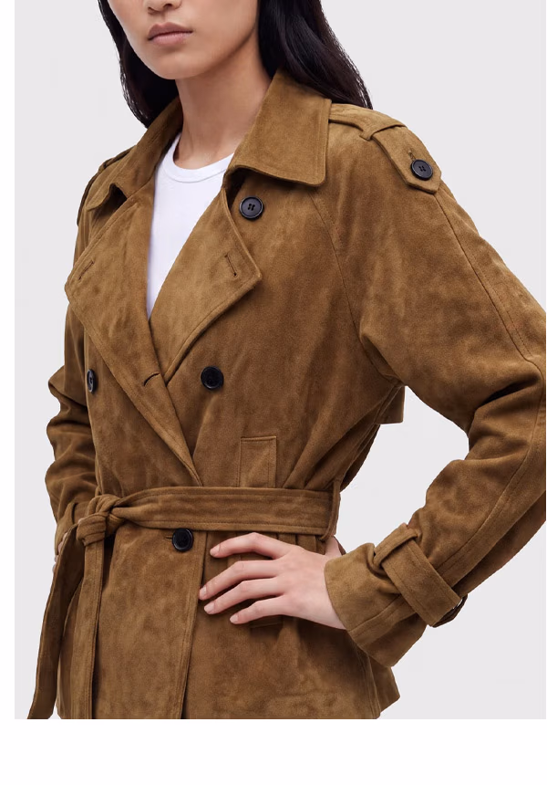 Short Belted Sueded Trench