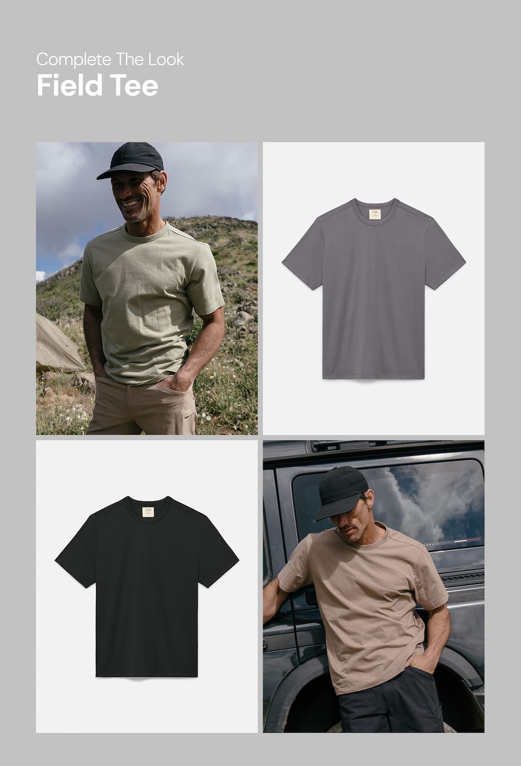 Image Collage: 100% Cotton Field Tee