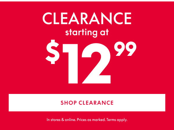 Clearance from $12.99