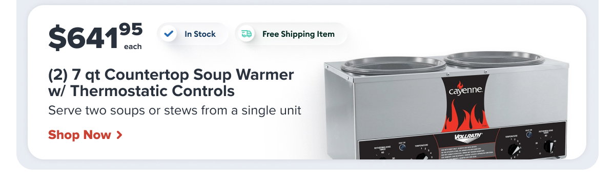 Vollrath (2) 7 qt Countertop Soup Warmer
