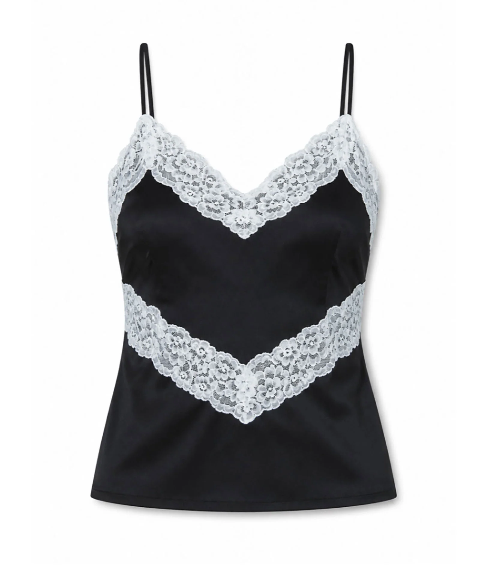 Image of Theme Girls Margot Black With Cream Lace Satin Cami
