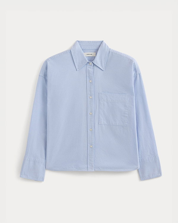 Image | The Way-Short Shirt in Silky Cotton | Chambray Blue
