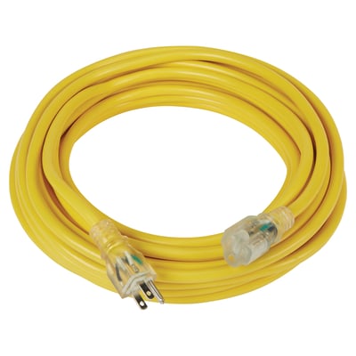 Strongway Outdoor Extension Cord, 15 Amps, 12/3 Gauge, 50ft. Rust-Resistant Blades, Flexible to -40°F, Yellow