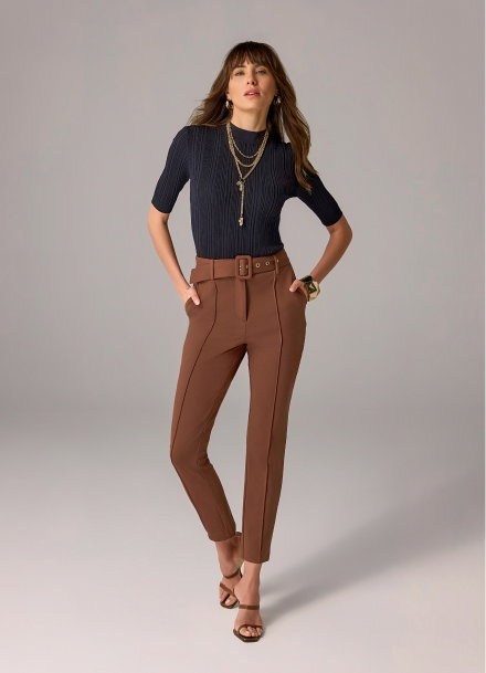 ltimate Ponte Belted Cigarette Pant