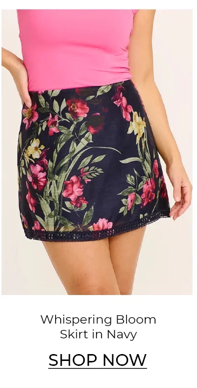 Whispering Bloom Skirt in Navy Floral Print