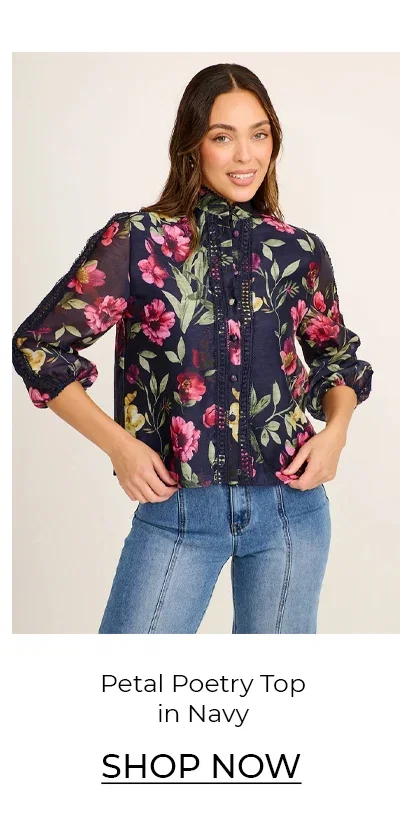 Petal Poetry Top in Navy Floral Print