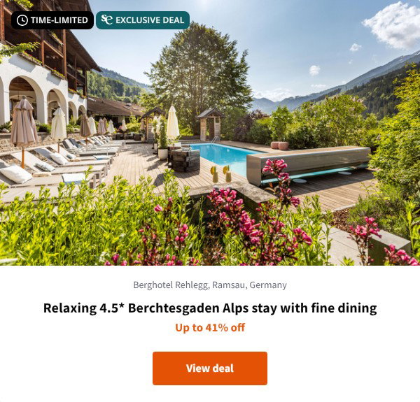 Relaxing 4.5* Berchtesgaden Alps stay with fine dining