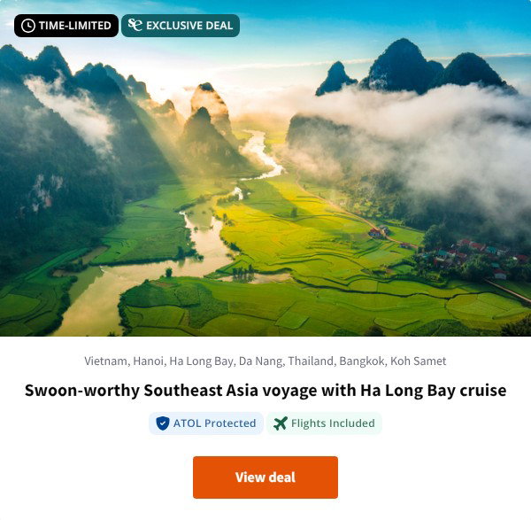 Swoon-worthy Southeast Asia voyage with Ha Long Bay cruise