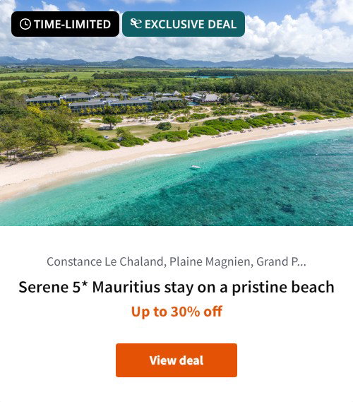 Serene 5* Mauritius stay on a pristine beach