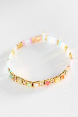 Colorful Beaded Chicklet Stretch Bracelet