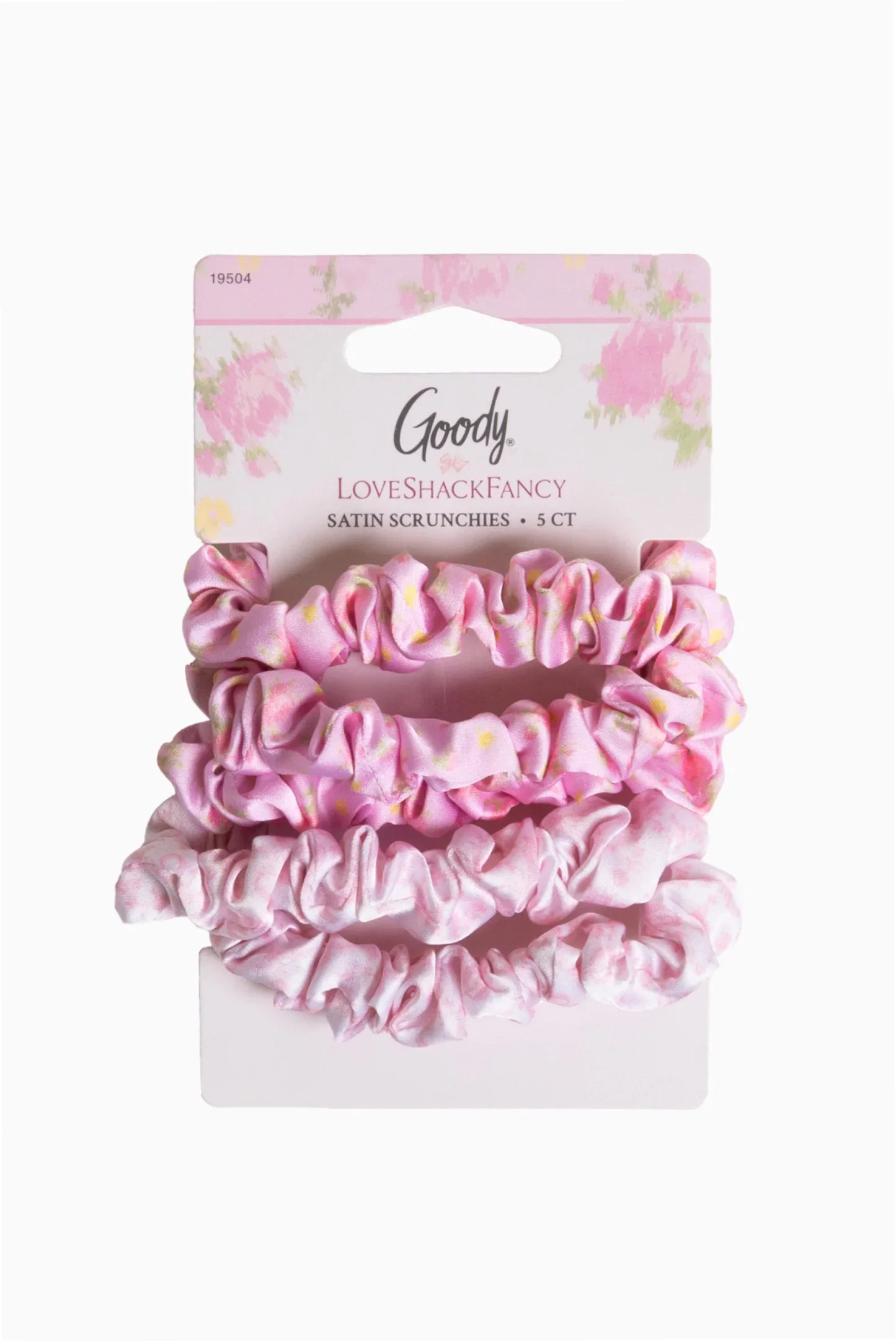 Image of Goody x Love Shack Fancy Satin Scrunchies - 5ct - Ikat Rose & Coquette Bow