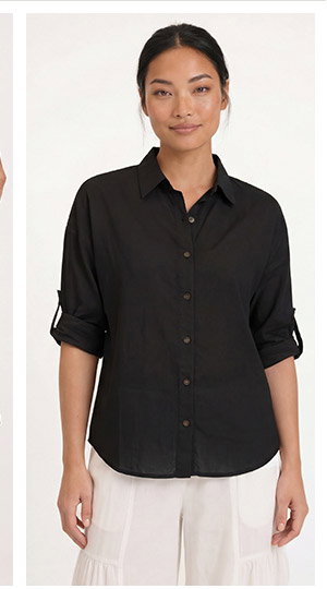 Carrie Linen 3/4-Sleeve Button-Up