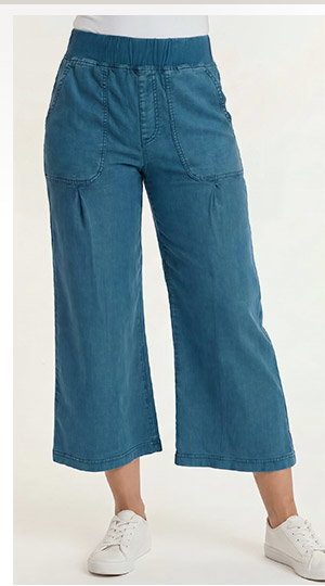 Eileen Twill Wide-Leg Crop Pant