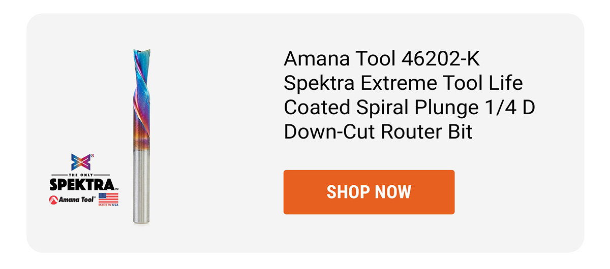 Amana Tool 46202-K Spektra Extreme Tool Life Coated Spiral Plunge 1/4 D Down-Cut Router Bit