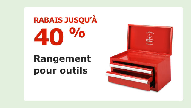 Économisez jusqu’à 40 % sur le stockage des outils.