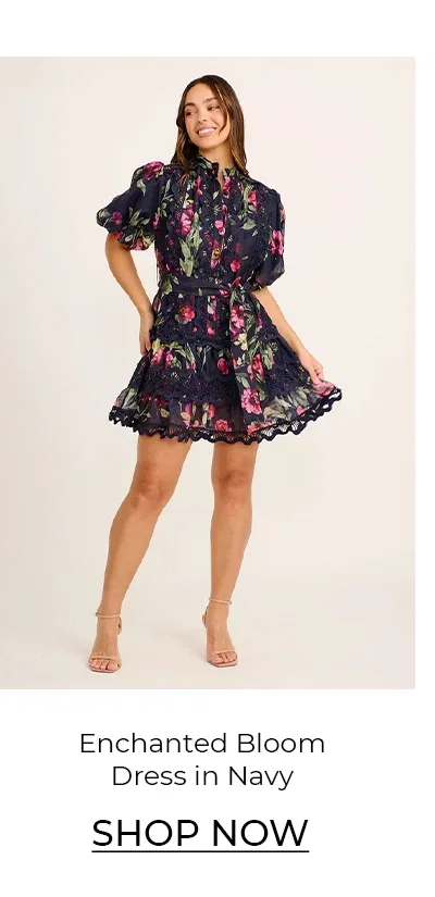 Enchanted Bloom Dress in Navy Pink Floral