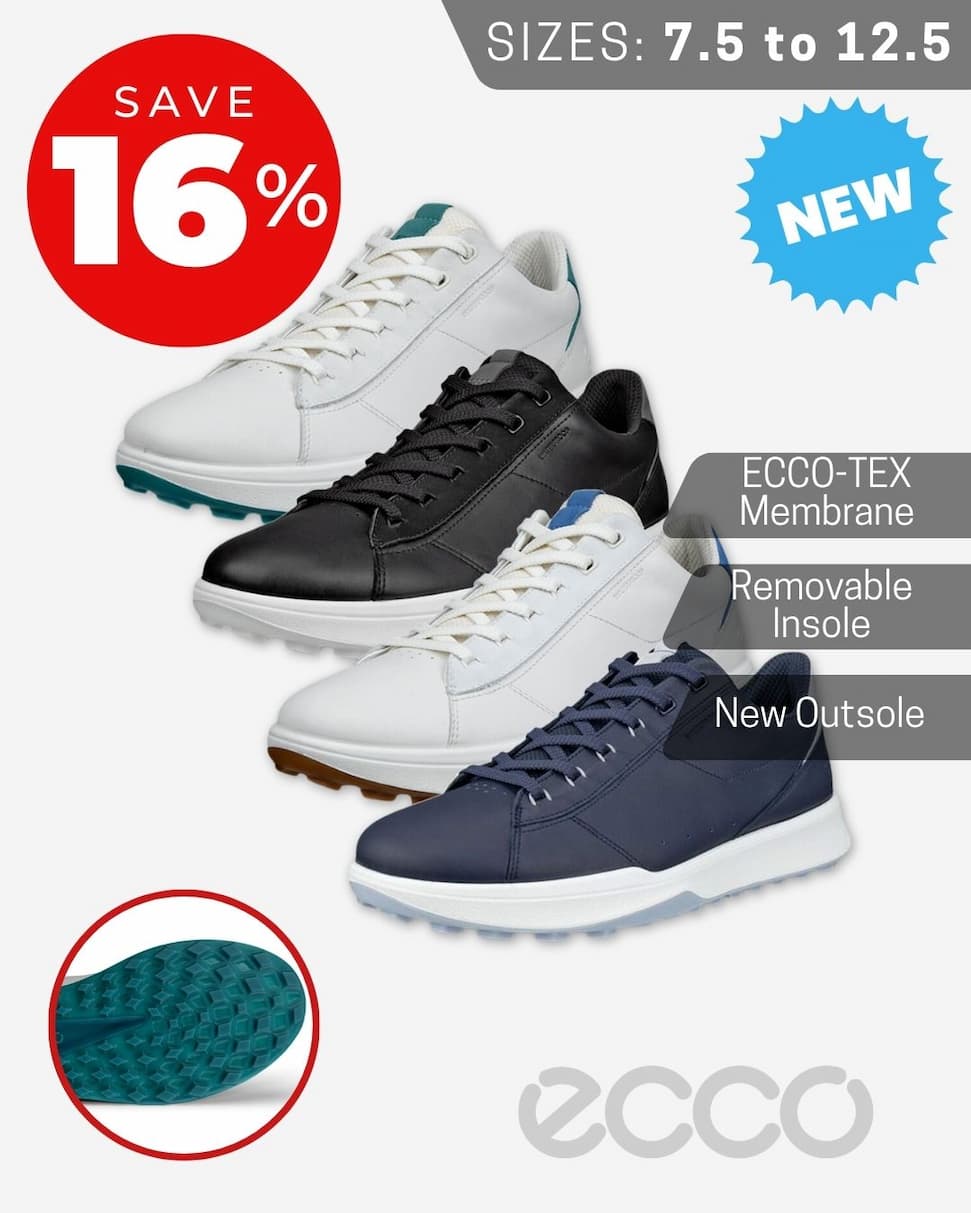 Ecco Mens Street Vibe Lace Up Waterproof Spikless Leather Golf Shoes
