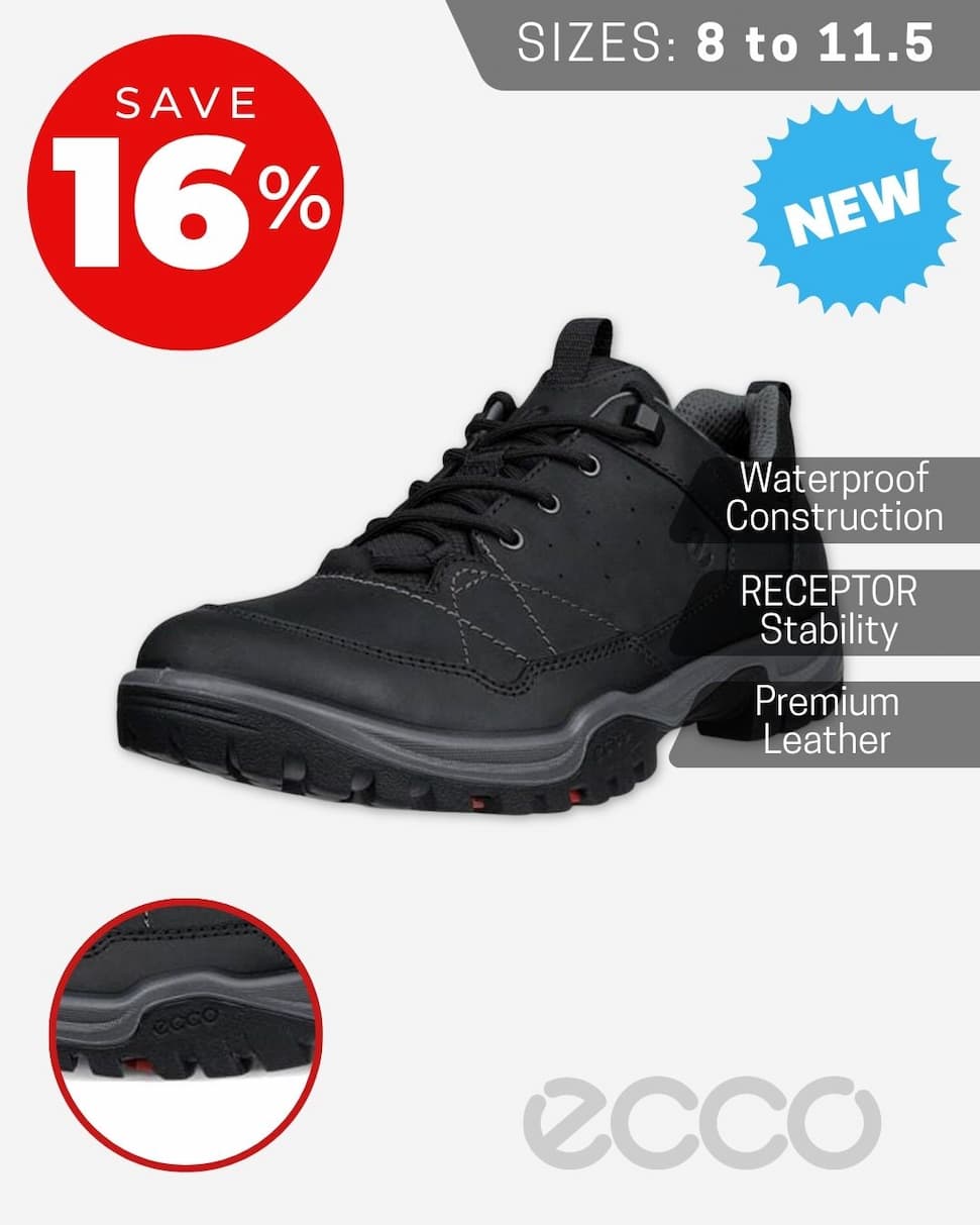 Ecco Mens Receptor Trekk Waterproof Leather Flexible Durable Shoes