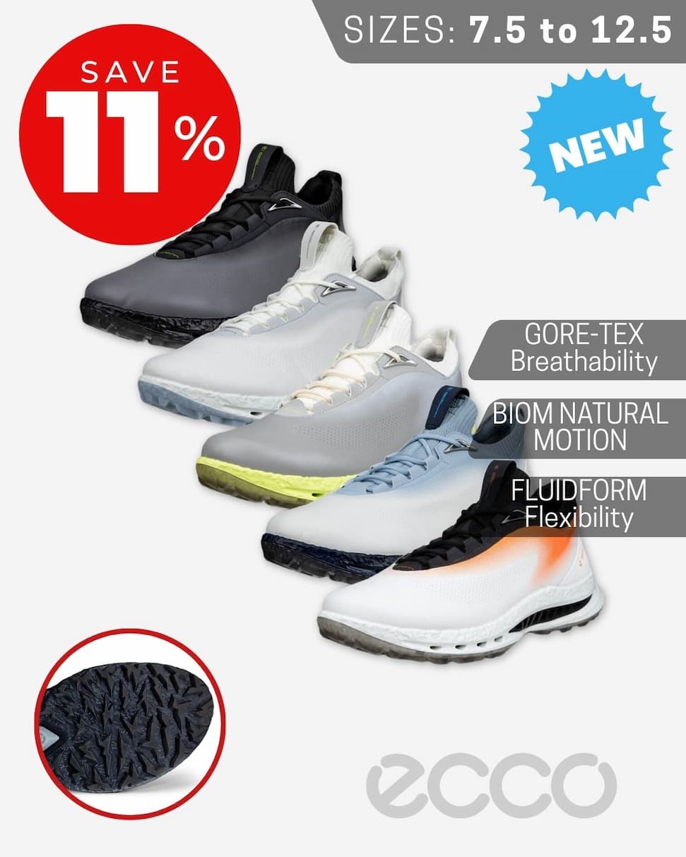Ecco Mens Biom C5 Lace Up GTX Spikeless Leather Waterproof Golf Shoes