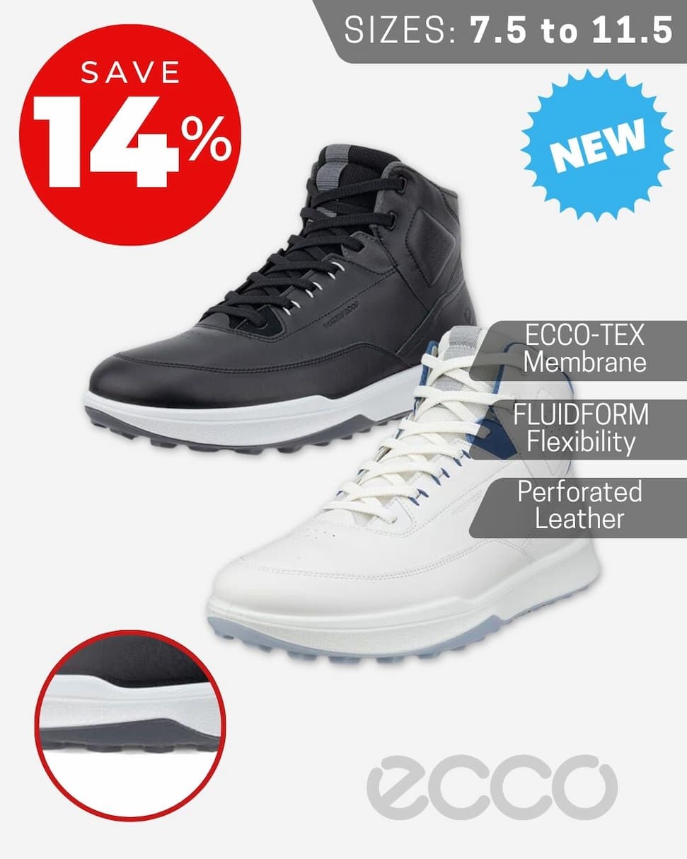 Ecco Mens Golf Street Vibe Hi-Top Spikeless Waterproof Leather Golf Shoes