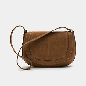 Suede Saddle Shoulder Bag in Chestnut